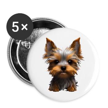 Yorkshire Terrier Puppy Dog Dog Owner - Buttons large 2.2''/56 mm (5-pack) - white - Front