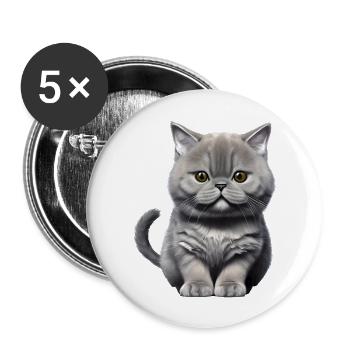 Chaton Chat Domestique Chat Propriétaire de chat - Lot de 5 grands badges (56 mm) - blanc - Devant