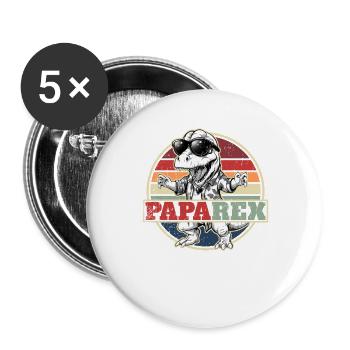 Papa Rex Dinosaure Rétro Dino Cadeau de fête des pères - Lot de 5 grands badges (56 mm) - blanc - Devant