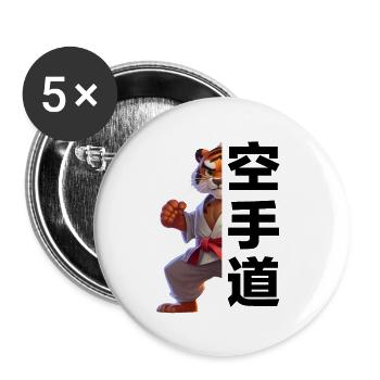 Karate Tiger Sommermotiv 2023 - Buttons groß 56 mm (5er Pack) - Weiß - Vorne