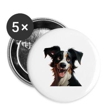 Bande dessinée Border Collie - Lot de 5 grands badges (56 mm) - blanc - Devant