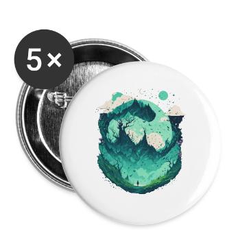 Fantasie Wunderland Märchenwald - Buttons groß 56 mm (5er Pack) - Weiß - Vorne