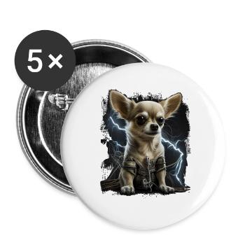 Chihuahua | Électricien Travailleur Électrique - Lot de 5 grands badges (56 mm) - blanc - Devant