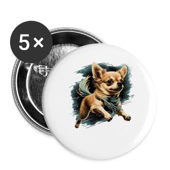 Chihuahua | Cute Dog LoveWings puppy - Buttons large 2.2''/56 mm (5-pack) - white - Front