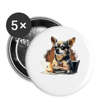 Chihuahua | Home Office Job Work Laptop Tie Funny - Buttons large 2.2''/56 mm (5-pack) - white - Front