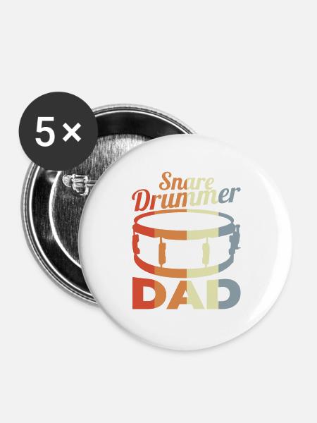 Trommler Papa - Buttons groß 56 mm (5er Pack) - Weiß