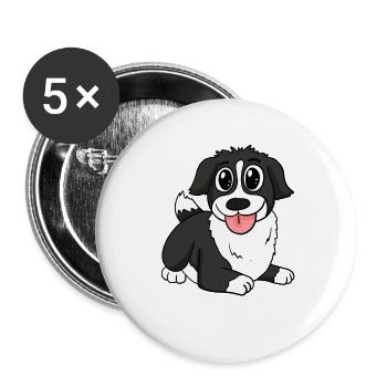 Border Collie Dog Breed Dog Dogs - Buttons large 2.2''/56 mm (5-pack) - white - Front