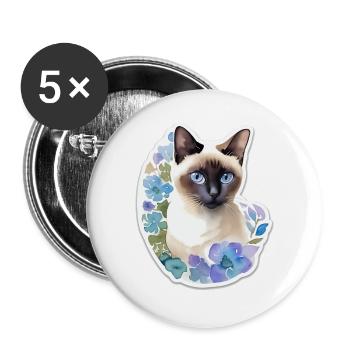 Siamese cat - Buttons large 2.2''/56 mm (5-pack) - white - Front