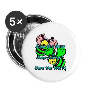 Abeilles - Lot de 5 grands badges (56 mm) - blanc - Devant
