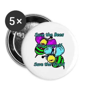 Abeilles - Lot de 5 grands badges (56 mm) - blanc - Devant