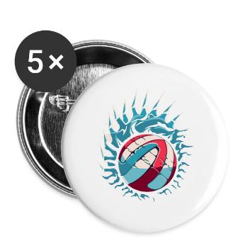 Logo de volley-ball - Lot de 5 grands badges (56 mm) - blanc - Devant