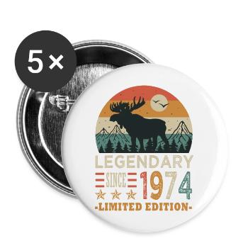 1974 legendary anniversaire Né en 1974 - Lot de 5 grands badges (56 mm) - blanc - Devant