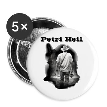 Petri Heil - Buttons groß 56 mm (5er Pack) - Weiß - Vorne