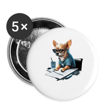 Chihuahua | Home Office Job Work Laptop Tie Funny - Buttons large 2.2''/56 mm (5-pack) - white - Front