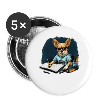 Chihuahua | Home Office Job Work Laptop Tie Funny - Buttons large 2.2''/56 mm (5-pack) - white - Front