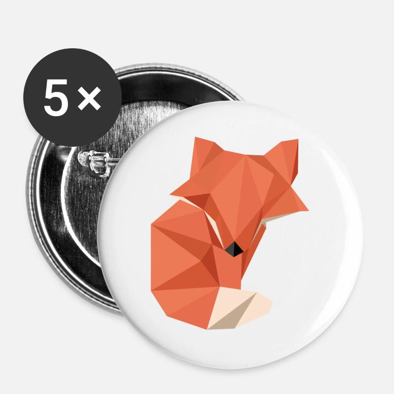 Origami Fox - Buttons large 2.2''/56 mm (5-pack) - white