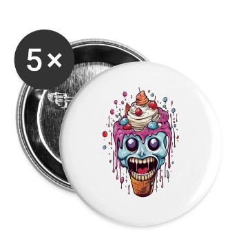 Gâterie colorée pour les morts avec garniture à la crème - Lot de 5 grands badges (56 mm) - blanc - Devant