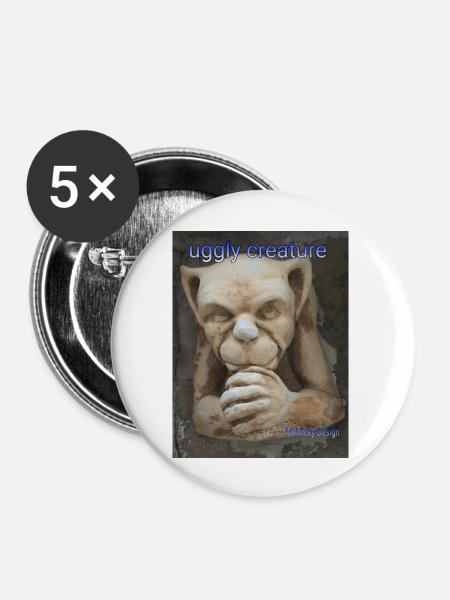 uggly creature - Buttons groß 56 mm (5er Pack) - Weiß