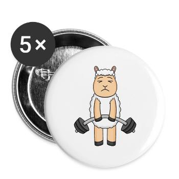 Bodybuilder Sheep Fitness Motivation Gift - Buttons large 2.2''/56 mm (5-pack) - white - Front