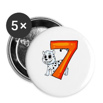 7th Birthday Motif Snow Leopard - Seven Years - Buttons large 2.2''/56 mm (5-pack) - white - Front