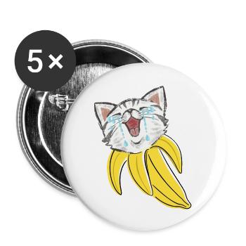 Chat Banane - Lot de 5 grands badges (56 mm) - blanc - Devant