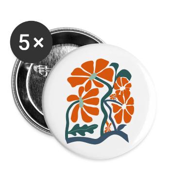 Groovy wildflowers - Buttons large 2.2''/56 mm (5-pack) - white - Front