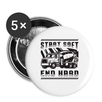 Start Soft End Hard Masonry Concrete Finishers - Buttons groß 56 mm (5er Pack) - Weiß - Vorne