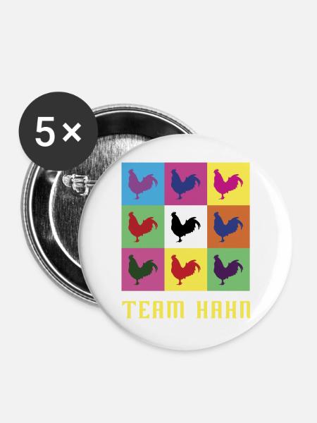 Team Hahn - Buttons groß 56 mm (5er Pack) - Weiß