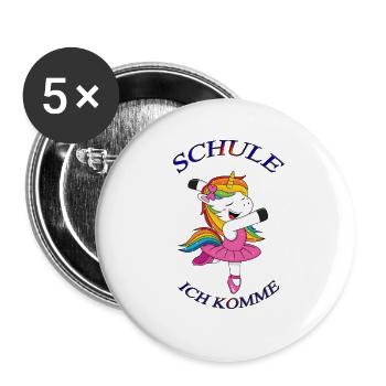 Schule ich komme 1 - Buttons groß 56 mm (5er Pack) - Weiß - Vorne