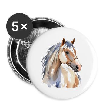 Cheval de peinture - Lot de 5 grands badges (56 mm) - blanc - Devant
