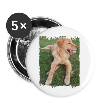 Schöner Hund, Retriever-Mix Paul, Golden Retriever - Buttons groß 56 mm (5er Pack) - Weiß - Vorne