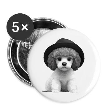 Caniche Dog Propriétaire Chien Love Poodle Puppy Puppy Puppy - Lot de 5 grands badges (56 mm) - blanc - Devant