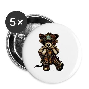 Steam Bear - Buttons groß 56 mm (5er Pack) - Weiß - Vorne