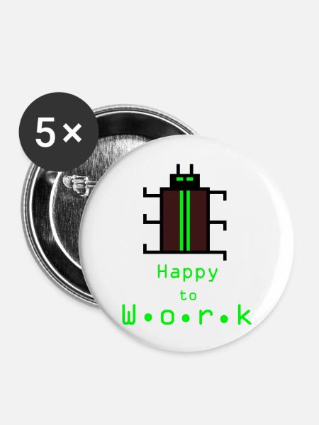 HappyWorkBeetle - Buttons groß 56 mm (5er Pack) - Weiß