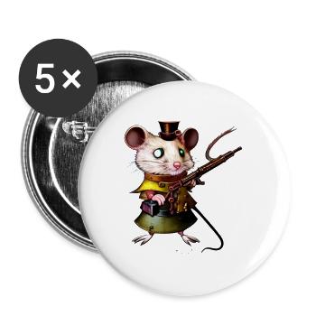 Steam Maus - Buttons groß 56 mm (5er Pack) - Weiß - Vorne