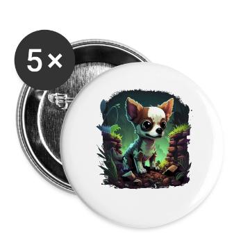 Chihuahua | Gaming Gamer Funny Comic Videogame - Buttons large 2.2''/56 mm (5-pack) - white - Front