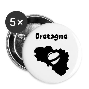 Bretagne coeur 2 - Lot de 5 grands badges (56 mm) - blanc - Devant