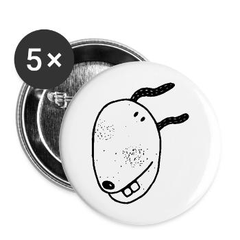 Hund - Buttons groß 56 mm (5er Pack) - Weiß - Vorne