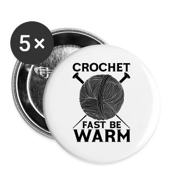 Crochet Fast Be Warm Needlework Crochet Lover - Buttons large 2.2''/56 mm (5-pack) - white - Front
