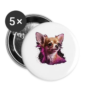 Chihuahua Puppy | Pretty Pink Dog Girly Mom Women - Buttons large 2.2''/56 mm (5-pack) - white - Front