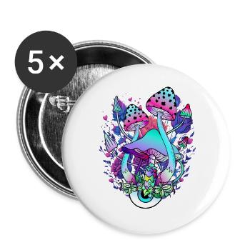 Psychedelic Mushroom Eyes Nature Art - Buttons large 2.2''/56 mm (5-pack) - white - Front