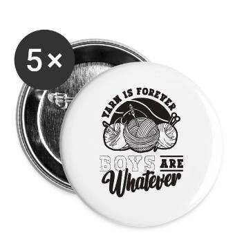 Yarn Is Forever Boys Are Sewing Crochet Lover - Buttons groß 56 mm (5er Pack) - Weiß - Vorne