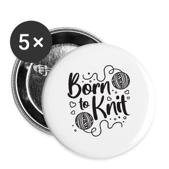 Born To Knit Crocheting Needlework Crochet Lover - Buttons large 2.2''/56 mm (5-pack) - white - Front