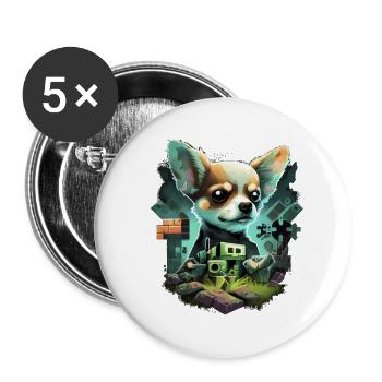 Chihuahua | Gaming Gamer Funny Comic Videogame - Buttons large 2.2''/56 mm (5-pack) - white - Front