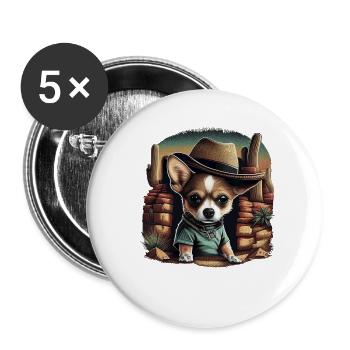 Chihuahua | Gaming Gamer Funny Comic Videogame - Buttons large 2.2''/56 mm (5-pack) - white - Front