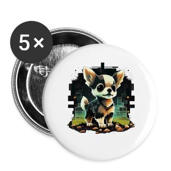 Chihuahua | Gaming Gamer Funny Comic Videogame - Buttons large 2.2''/56 mm (5-pack) - white - Front