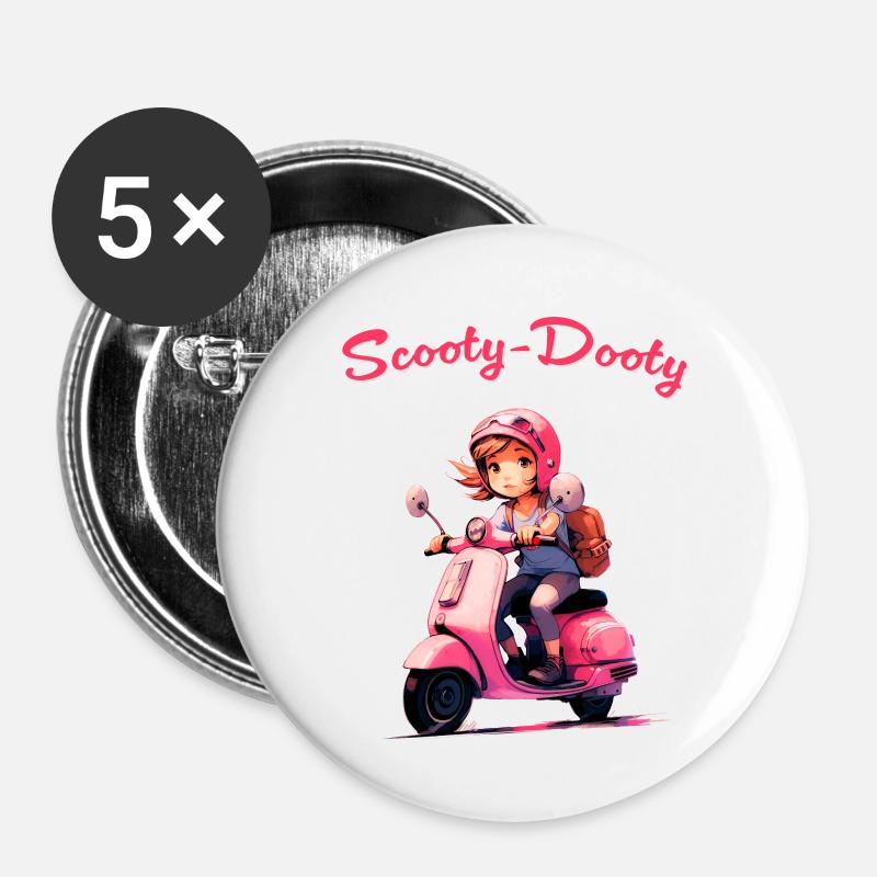 Scooter Girl - Buttons large 2.2''/56 mm (5-pack) - white