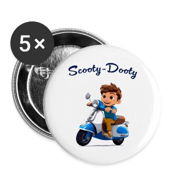Garçon de scooter - Lot de 5 grands badges (56 mm) - blanc - Devant