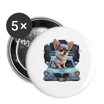 Chihuahua | Polizei Polizist Polizistin Hut - Buttons groß 56 mm (5er Pack) - Weiß - Vorne