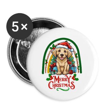 Labrador Christmas - Buttons large 2.2''/56 mm (5-pack) - white - Front